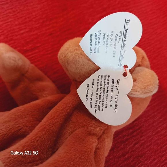 TY Beanie Baby Bongo the brown monkey 4th gen hang tag and third gen. tush tag - Picture 5 of 8